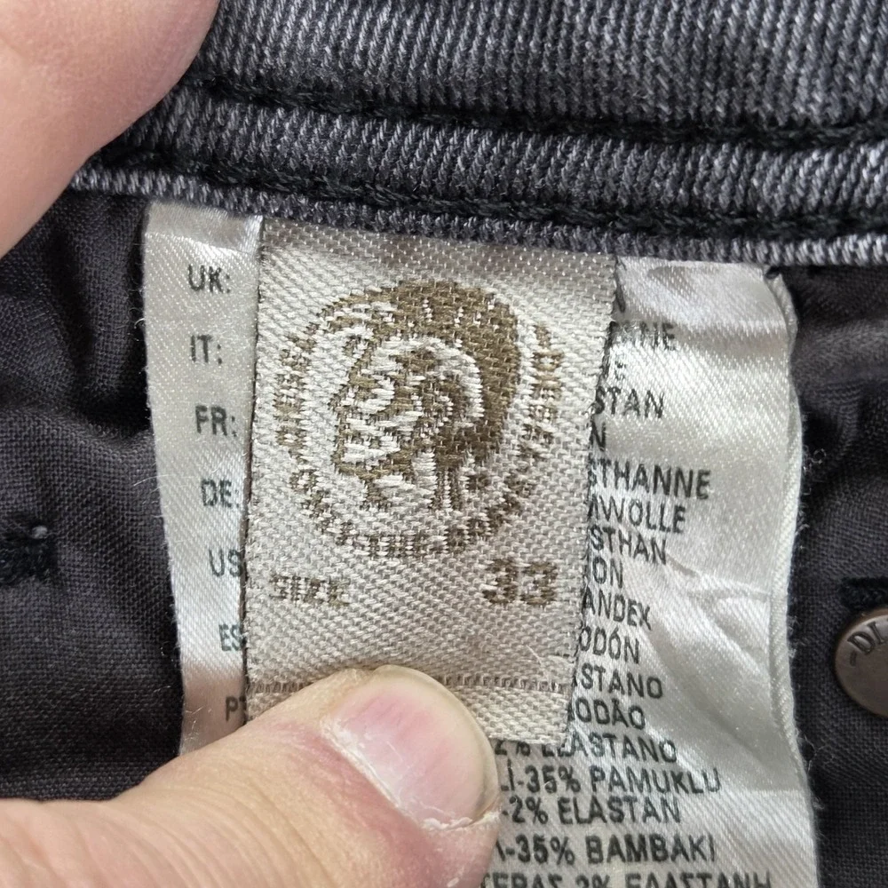 Diesel Jeans Mens 33x32 Gray Stickker Super Slim Skinny Stretch Zip Fly 0677I